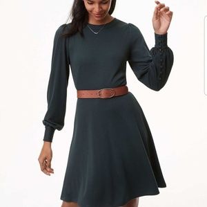 LOFT long sleeve forest green dress